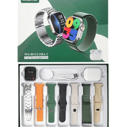 Smartwatch WS80 Ultra 2 49mm Kit 7 Pulseiras + Fone Bluetooth - LexSim